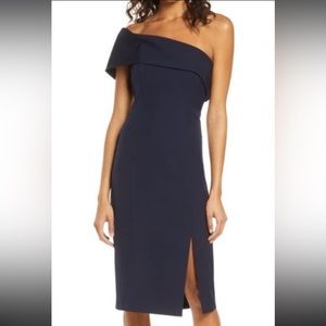 One Shoulder Front Slit Stretch Crepe Sheath Dress size 6